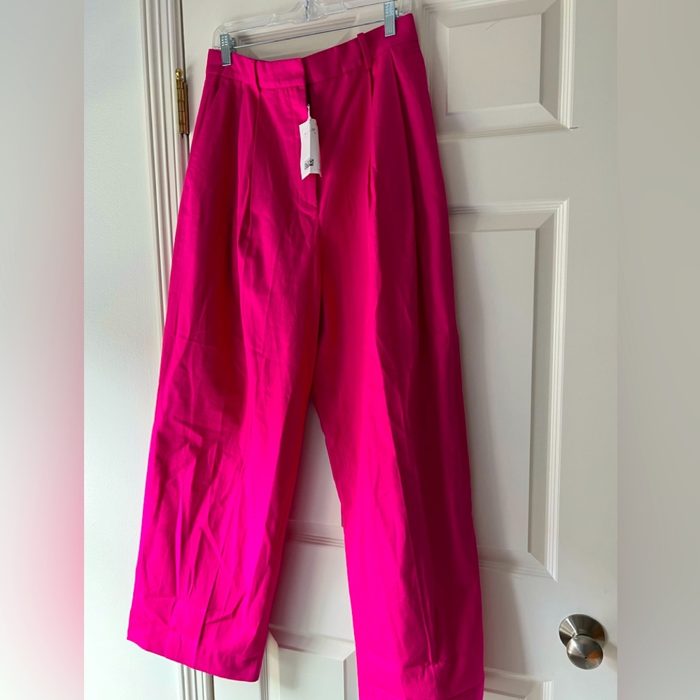 COS Pleated Full Length Pink Fuschia Cotton Pants Size 10